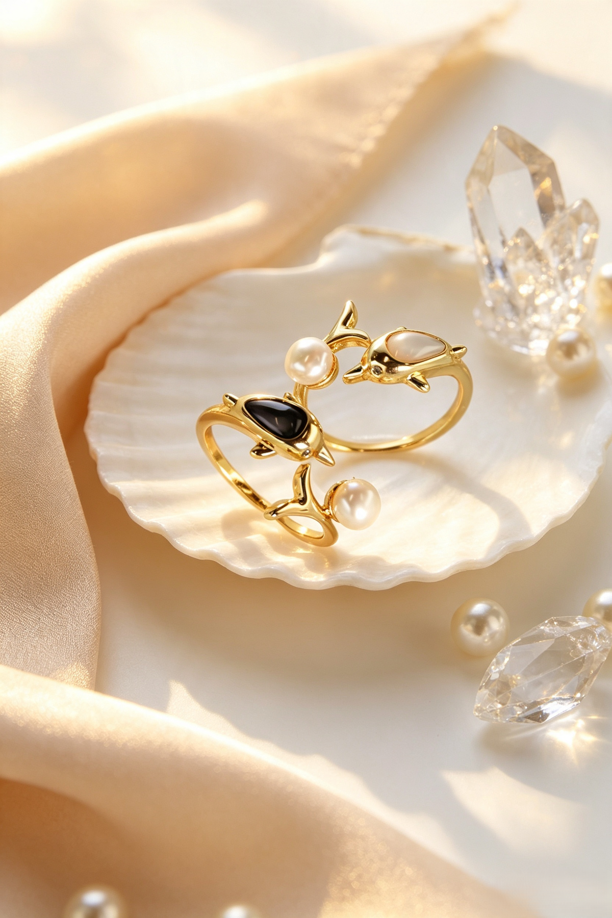 Playful Ocean Dolphin Open Wrap Statement Ring With Soft Round Accent For Summer Vacation & Daily Stack Styling