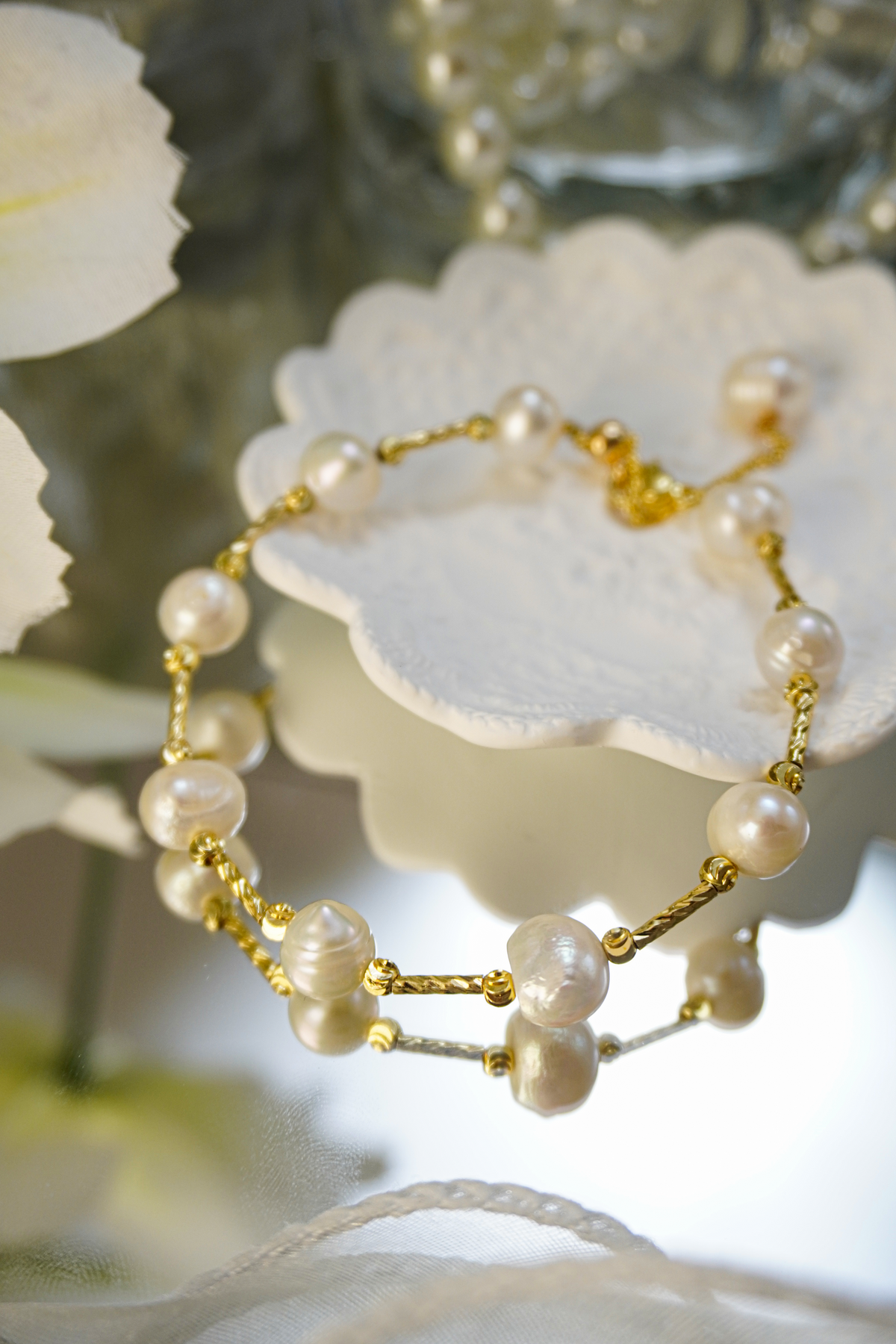 Baroque Freshwater Pearl Bracelet | Twisted Gold‑Plated Vintage Adjustable Bracelet