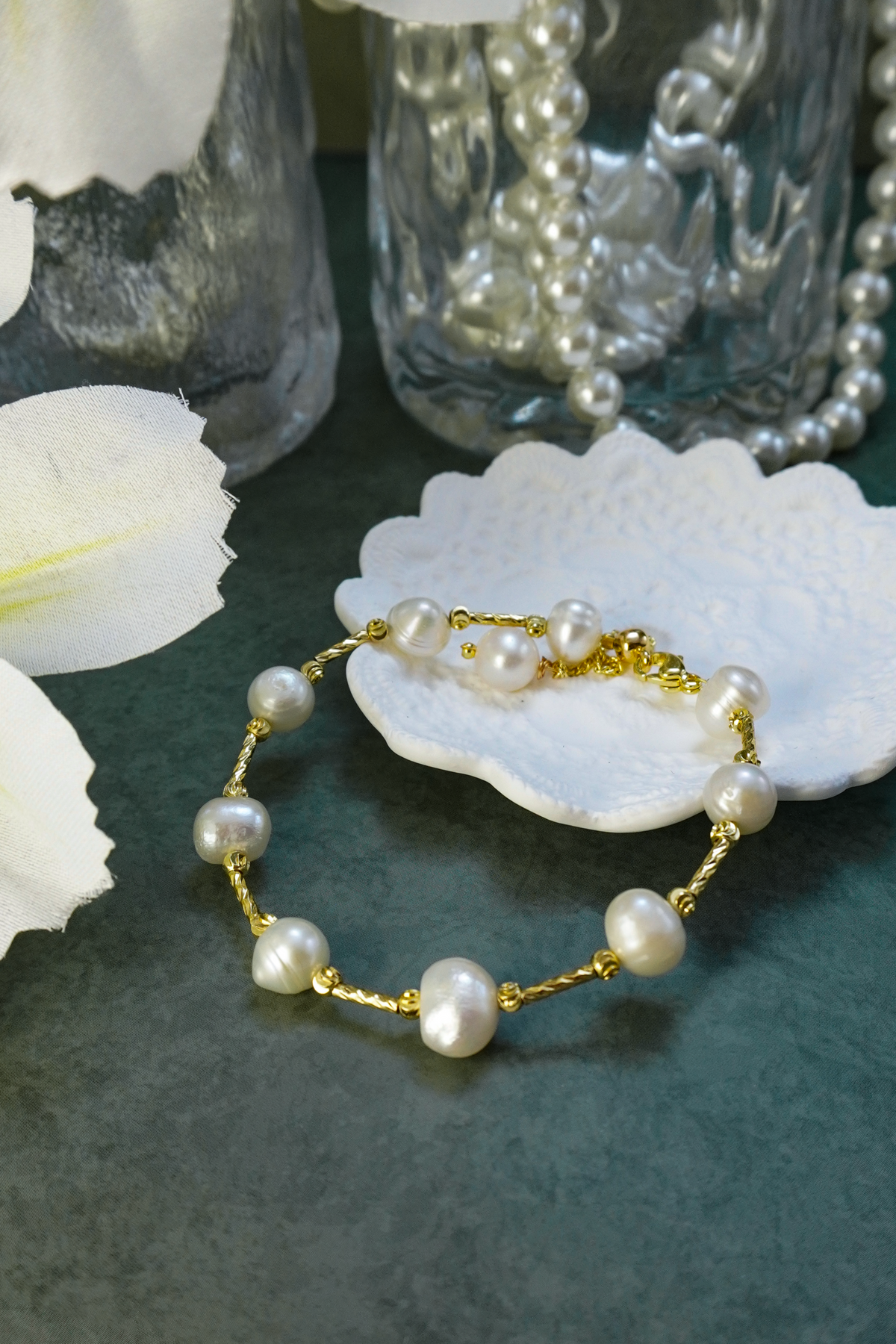 Baroque Freshwater Pearl Bracelet | Twisted Gold‑Plated Vintage Adjustable Bracelet