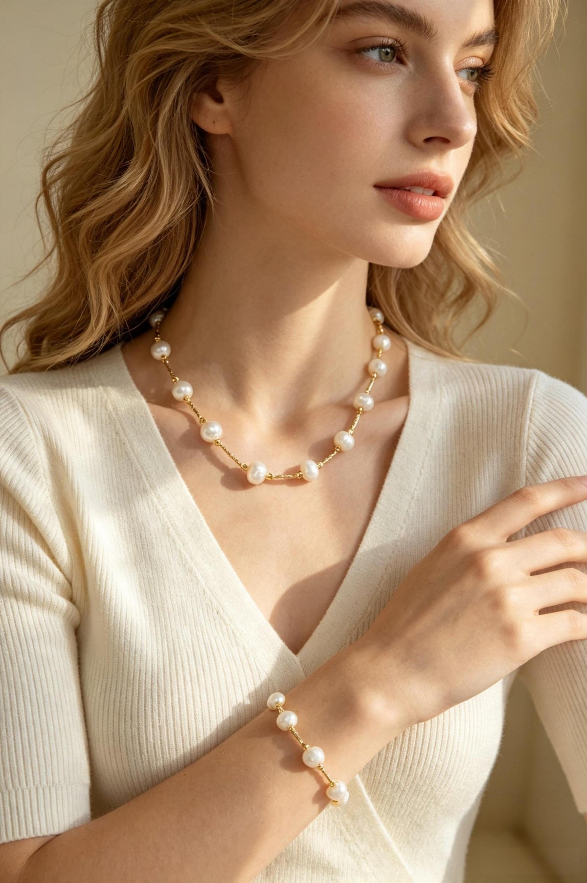 Baroque Freshwater Pearl Bracelet | Twisted Gold‑Plated Vintage Adjustable Bracelet